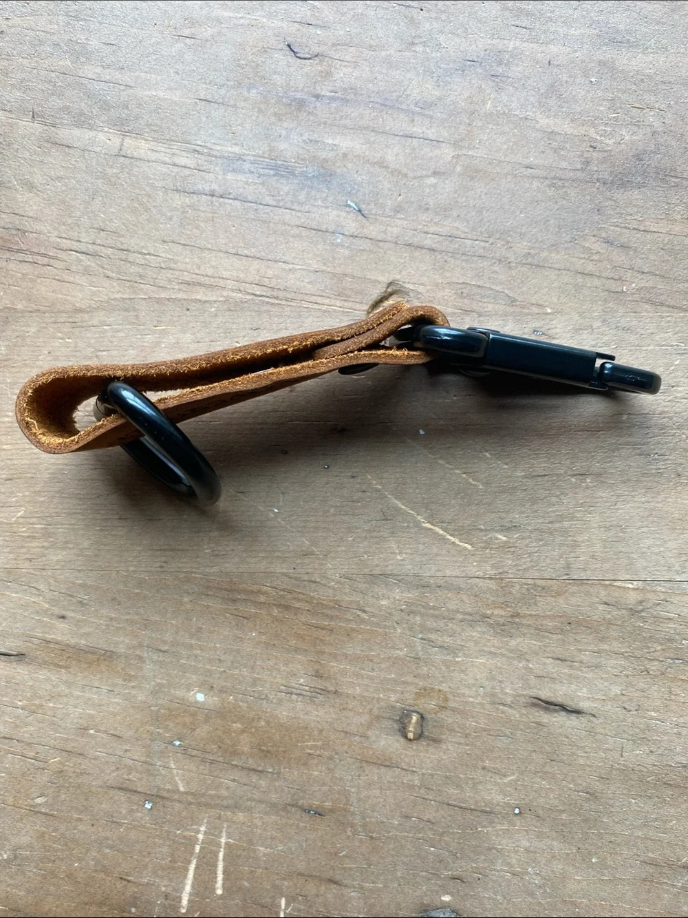 A. Overholt Whiskey Brown Leather Key Clip with Black Meta Hardware
